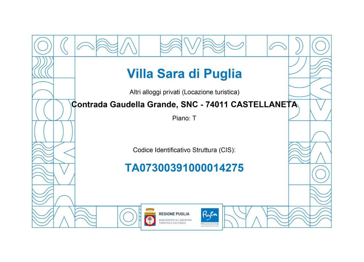 Villa Sara Di Puglia Castellaneta Eksteriør bilde